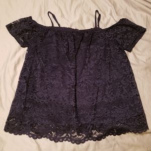 Navy lace top